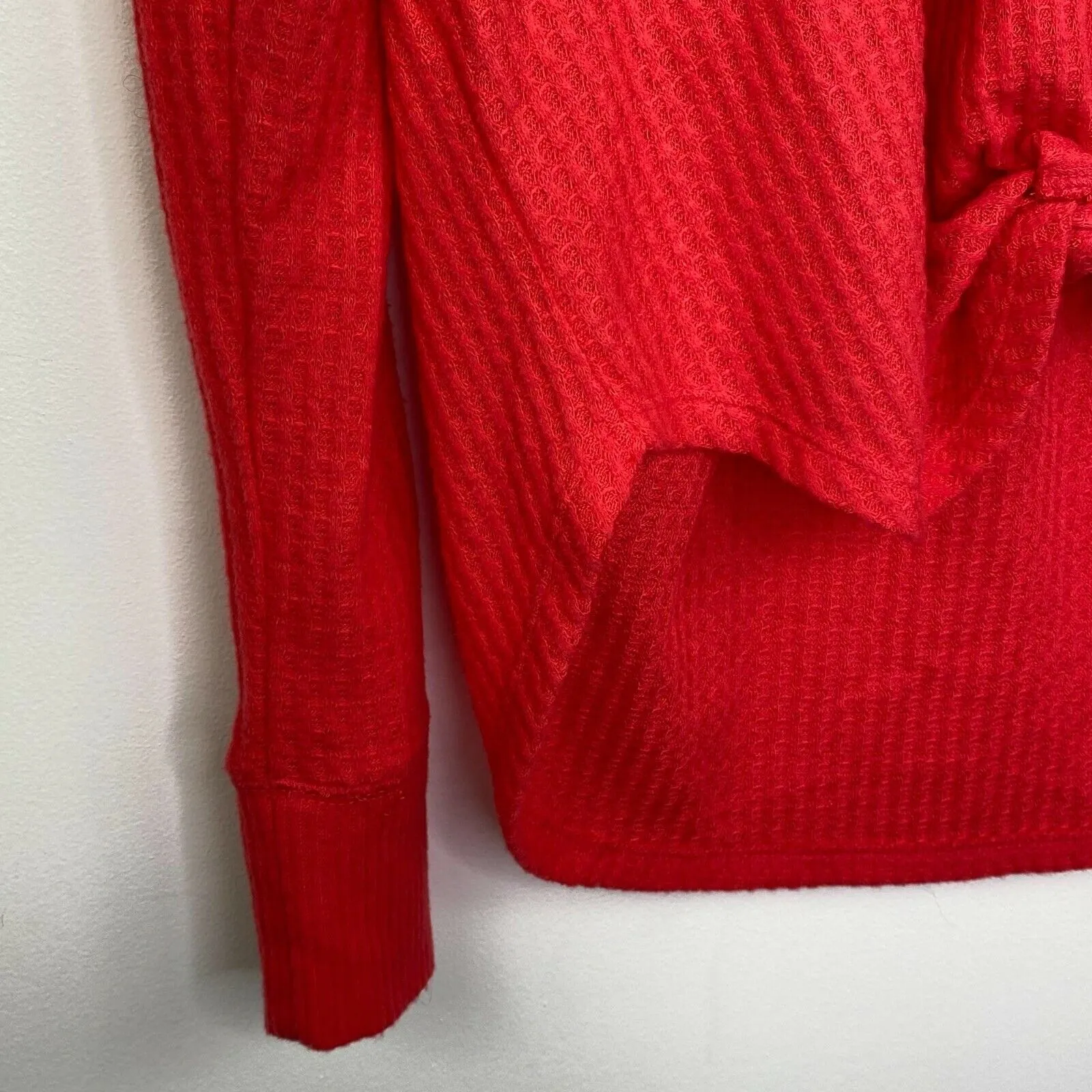 Tommy Hilfiger Red Waffle Knit Button Down Sweater Women's Size Extra Small XS - Image 3