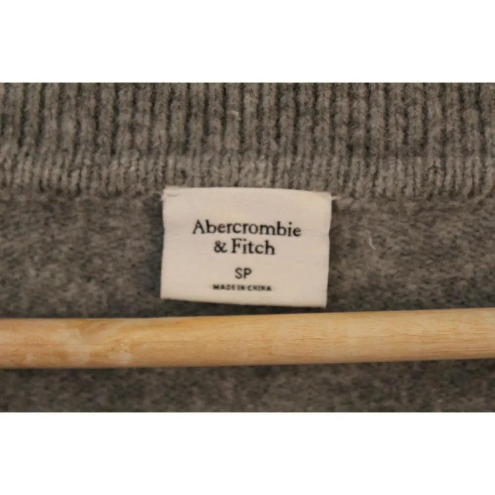 Women Abercrombie & Fitch Grey Sweater V-Neck Longsleeve Dress Petite Size Small - Image 3