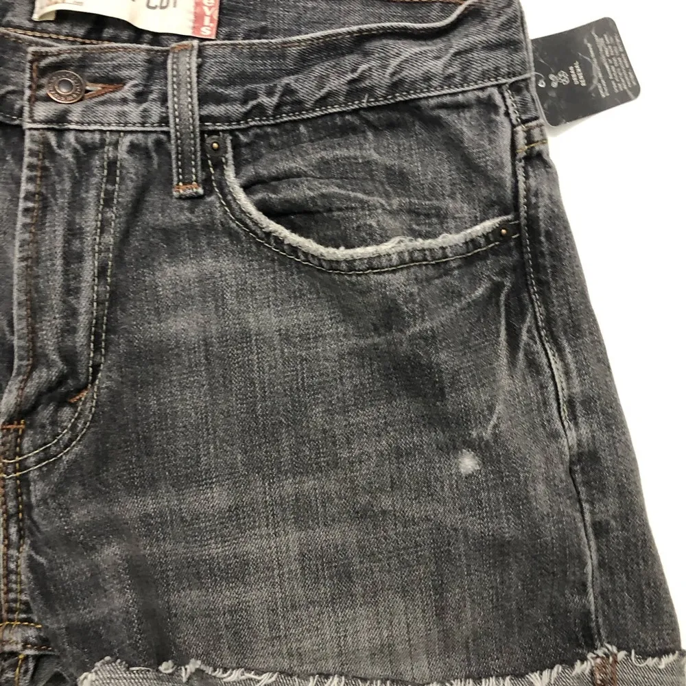 Urban Renewal Vintage Levi’s Shorts Denim Jean Cuffed Distressed Grey Black - Image 9