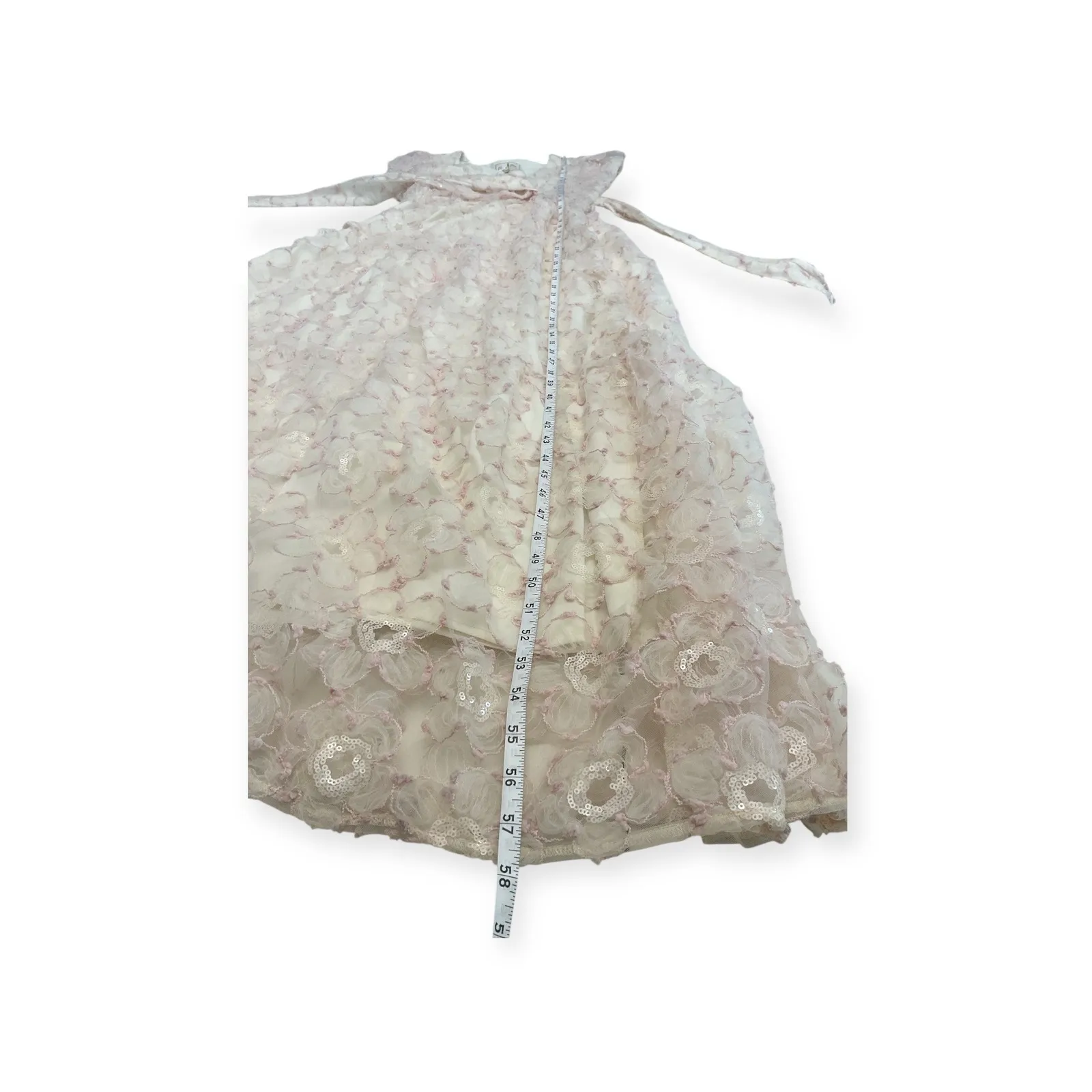 Flora Bea Porsha Dress Pink Floral Lace Maxi Wrap V Neck Cap Sleeve XS - Image 7