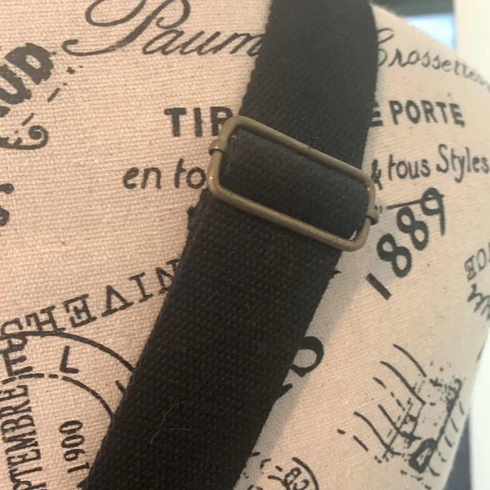 Chevron Patterned Black and White Canvas Adjustable Shoulder Crossbody Bag Tote - Image 4