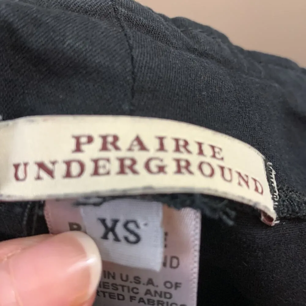 PRAIRIE UNDERGROUND DENIM GIRDLE LEGGINGS JEANS BLACK FRONT ZIPPER STRETCH XS - Image 4