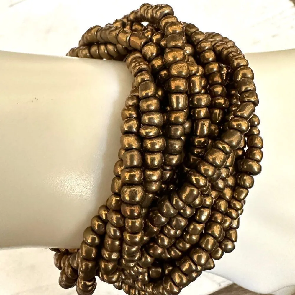 The Beaded Soul gold seed bead multi strand bracelet - Image 2