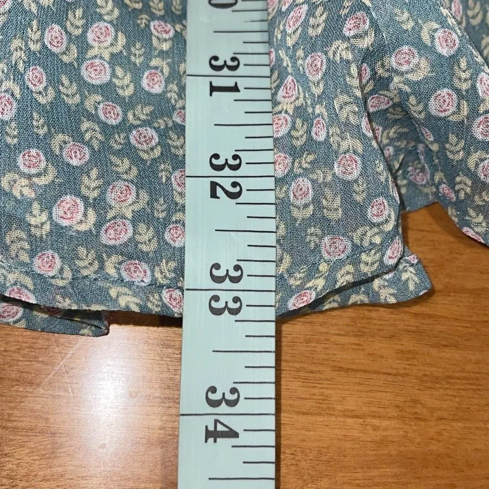 Francesca’s Mi Ami Floral Ruffle Chiffon Cottagecore Prairie Mini Dress Green Me Size M - Image 14