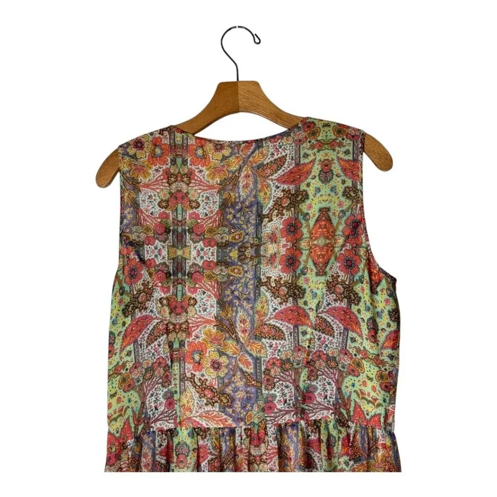 Brooks Brothers Red Fleece Dress Women 12 Multicolor Floral Fit‎ And Flare Boho - Image 3