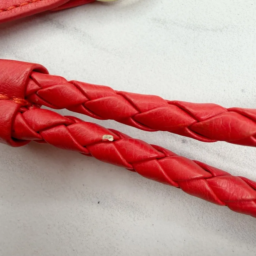 H&M Womens Red Braided Faux Leather Belt Extra Small (XS) ✨ - Image 4