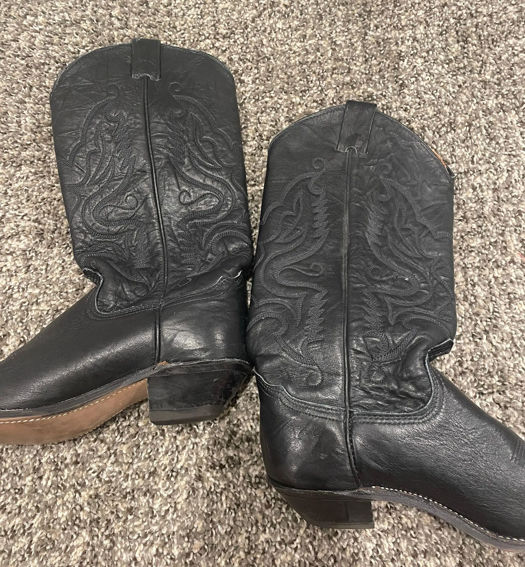 Black Leather Cowgirl Boots - Image 2