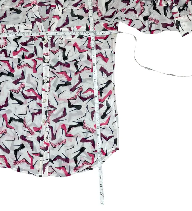 New York & Company Collared Roll Tab Long Sleeve High-Heel Shoes Shirt Blouse XS - Image 5