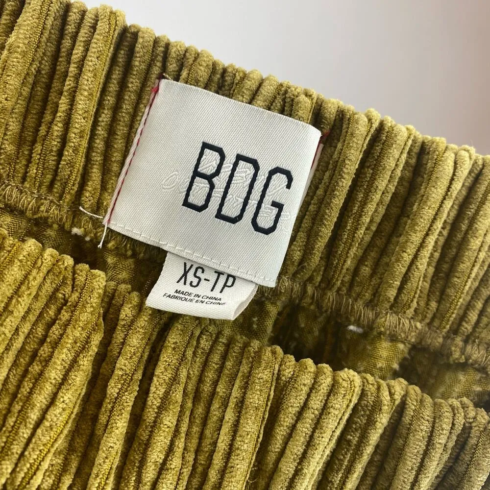 BDG Urban Outfitters Green Corduroy Flared Wide Leg Pull On Ankle Pants Size 26 - Image 7