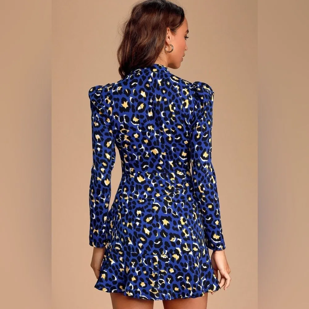 Rahi Sophie Bloomington's Leopard Print Ruffled Long Sleeve Mini‎ Dress Medium - Image 2