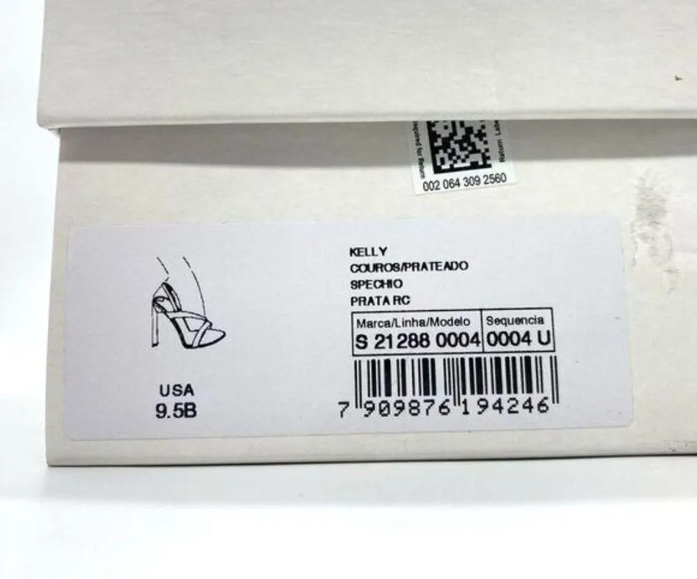 Schutz Kelly Metallic Silver Slingback Sandal Heels New - Image 4