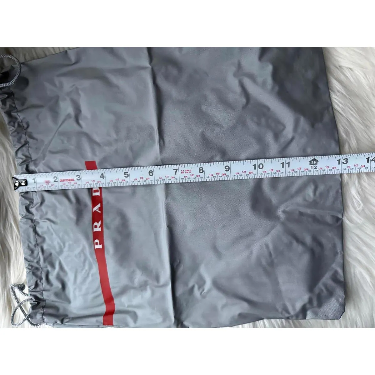 Prada  Gray Dust Bag with Red Logo - Image 4