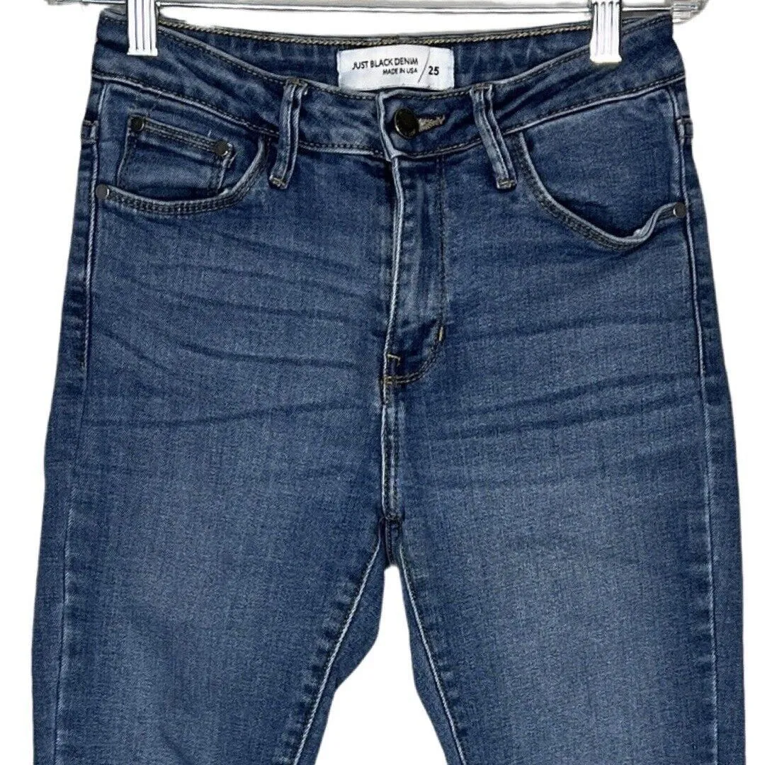 Just Black Jeans Womens 2 25 Blue Slim Straight Crop Frayed Whiskering‎ Casual - Image 3