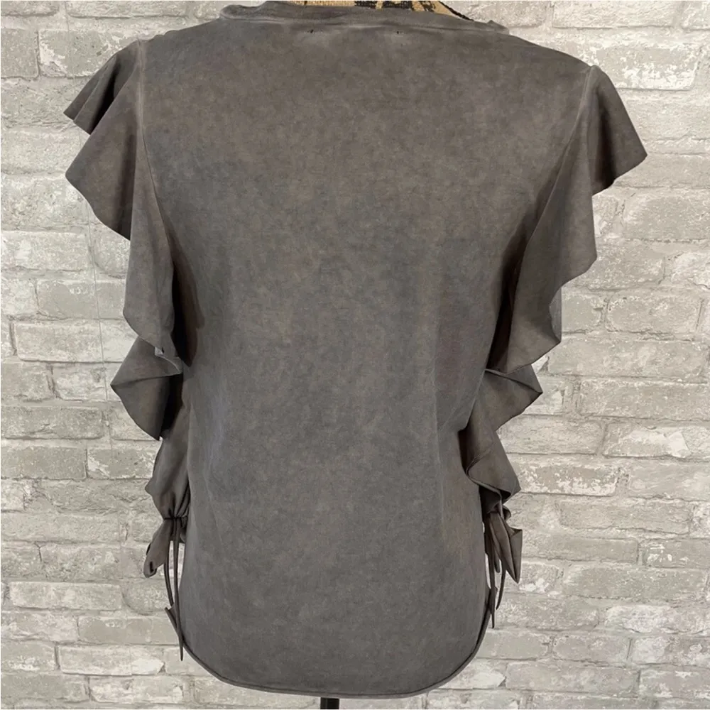 Storia Grey Ruffle Tie Top - Image 3