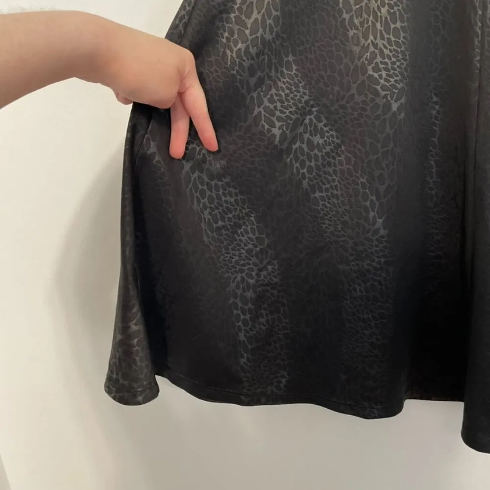 FAITH AND JOY Leopard Animal Print ish Wavy Striped Satin Pull On A-Line Skirt M - Image 14