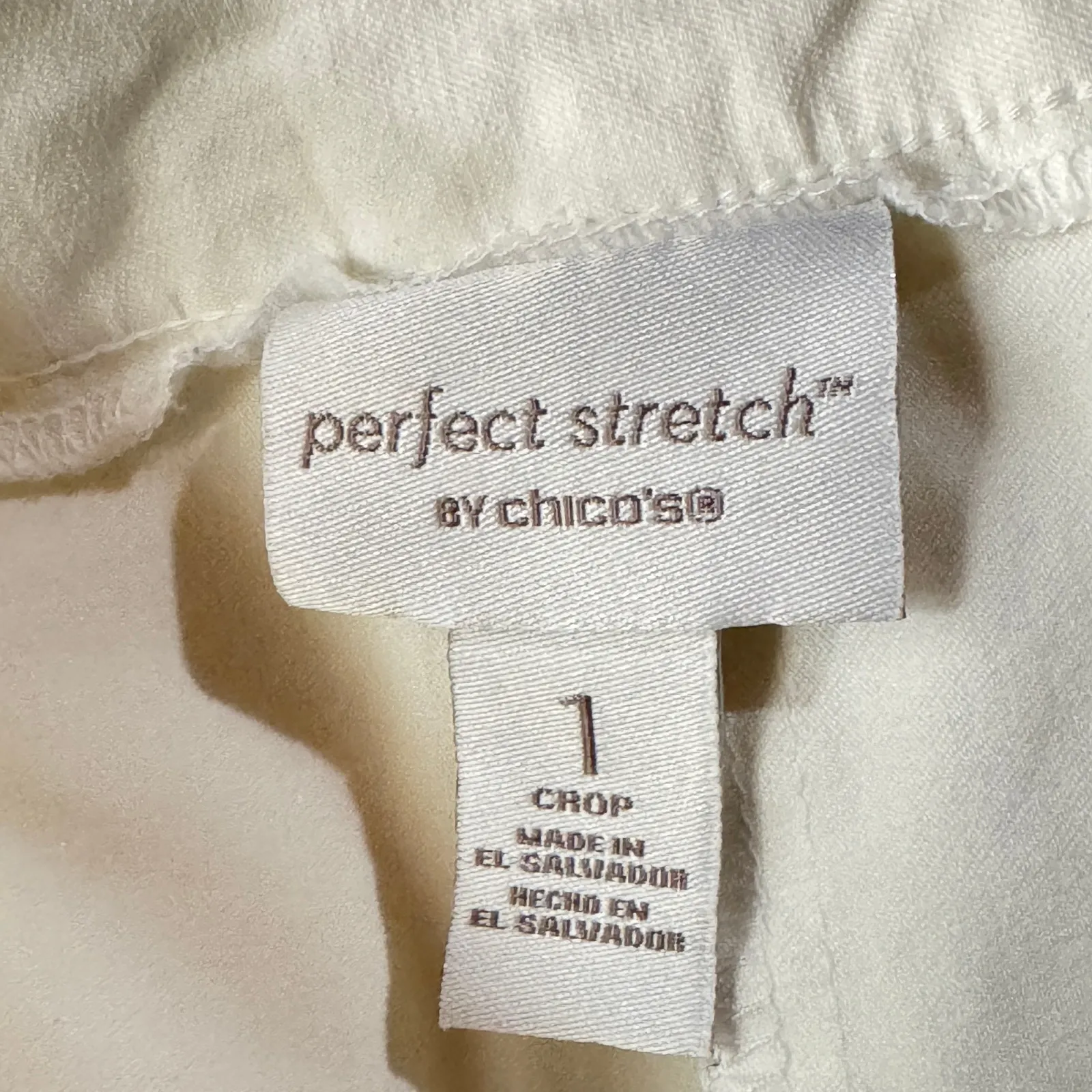 Chico’s SZ 1 (Medium) Crop Pants Perfect Stretch Flat Front Pull-On Fringe White - Image 8