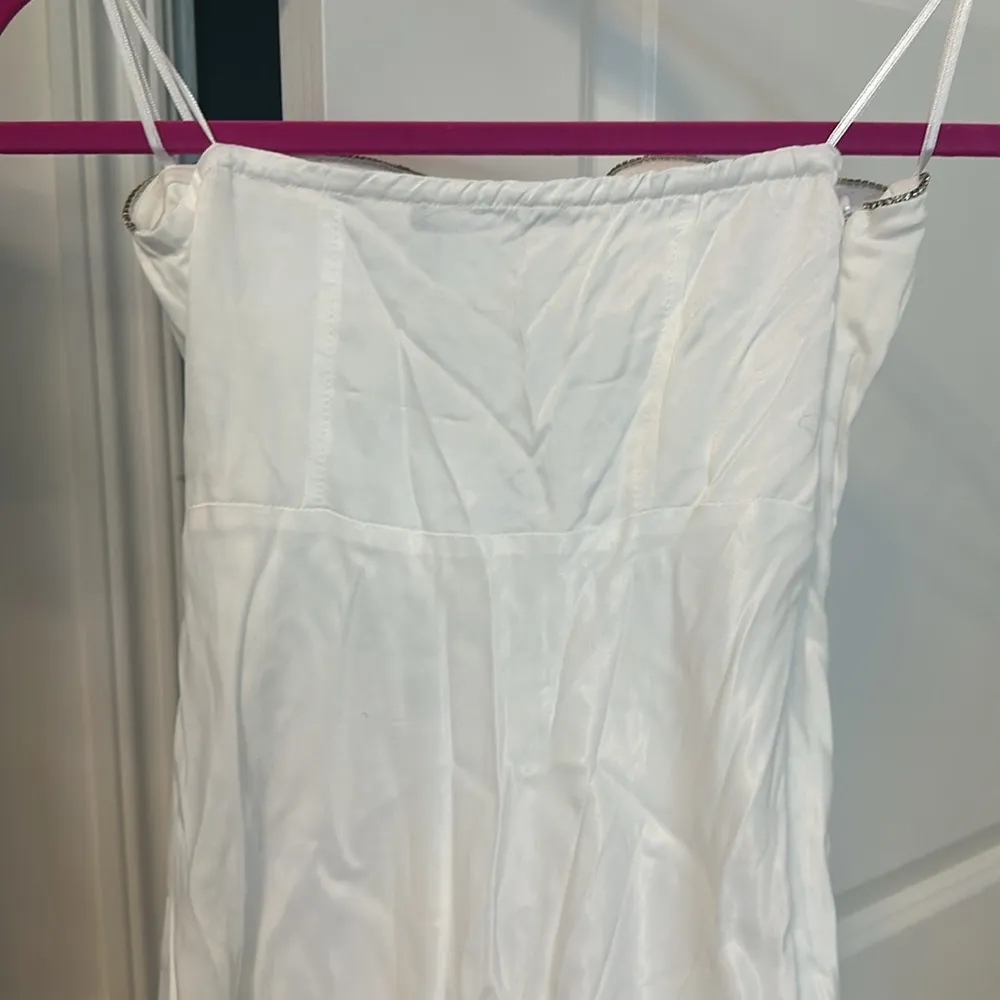 Zara Rhinestone Strapless Bustier Midi Dress with Slit - Image 8