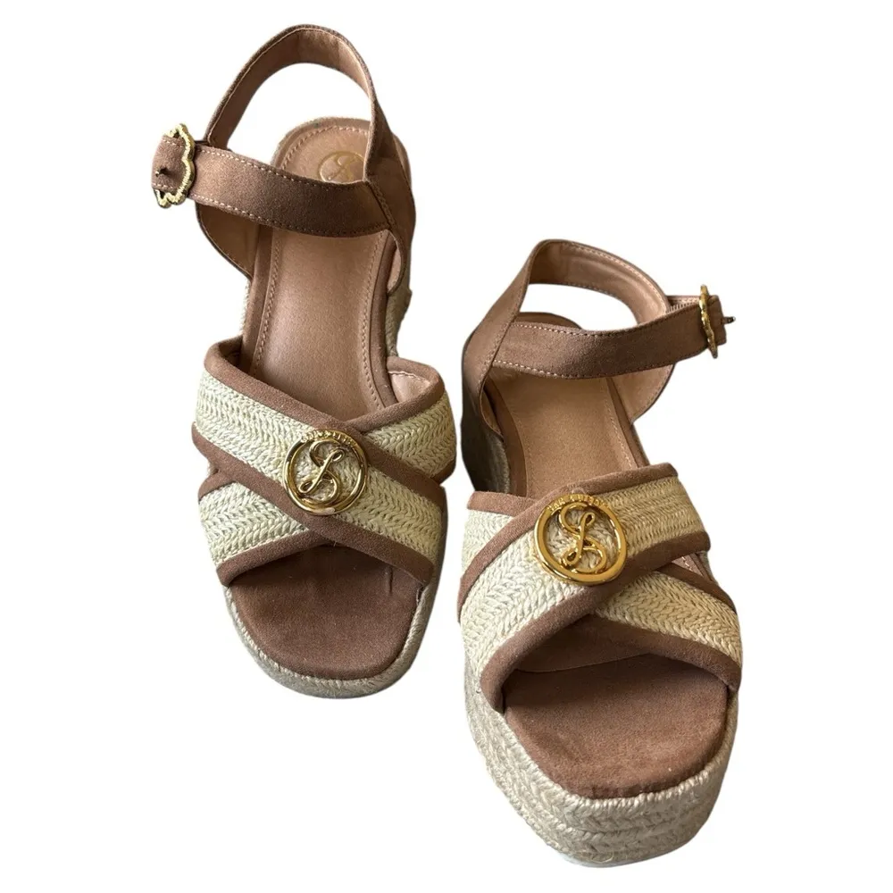 Sam & Libby Brown and Cream Espadrille Wedges - Image 10