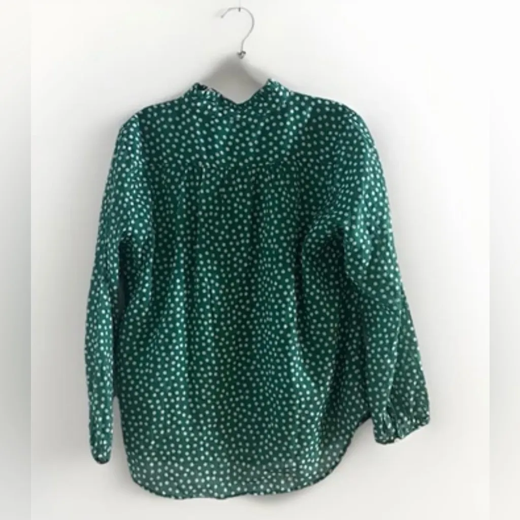 Women's Trovata Clara Button Down Shirt Blouse Lawn Dot BIRDS OF PARADIS Top S Green - Image 5