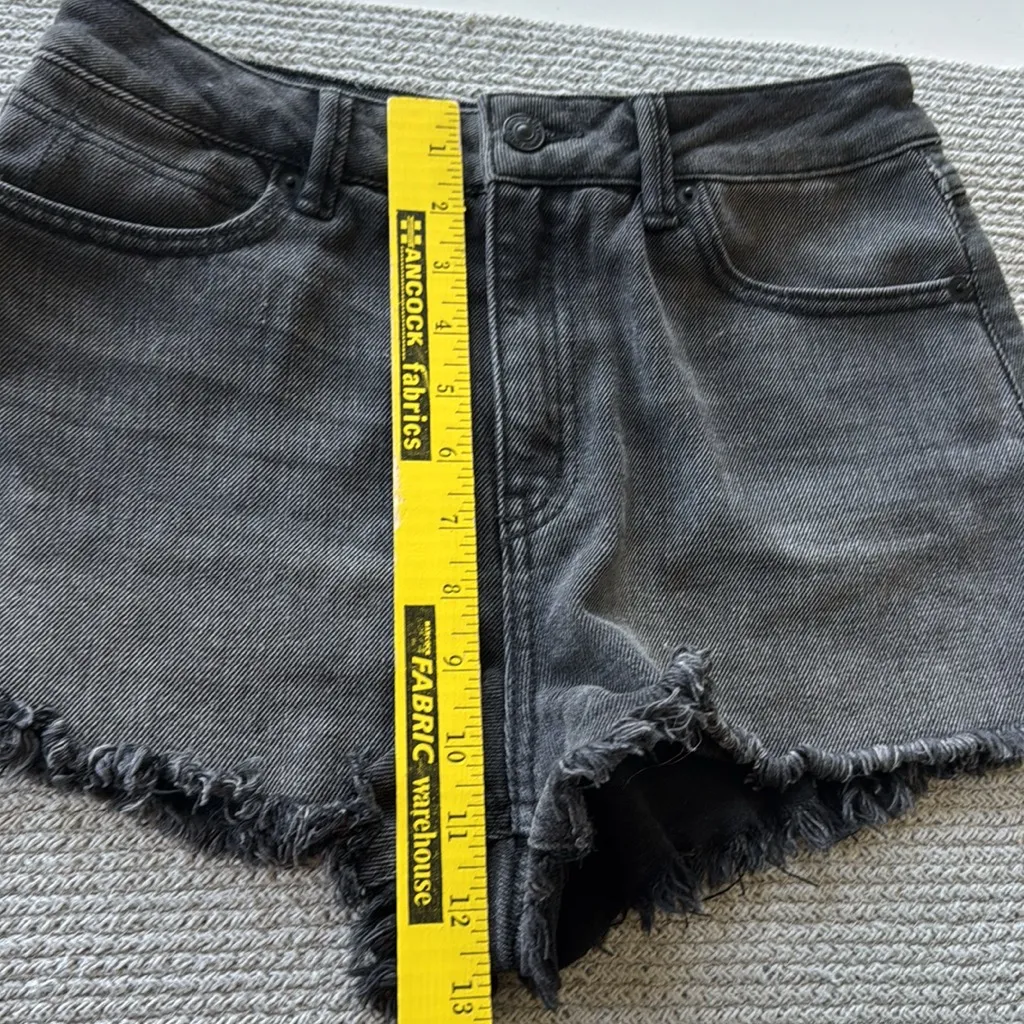 Happily Grey Faded Black Denim High Rise Cut Off Shorts Size 5/27 Gray - Image 6