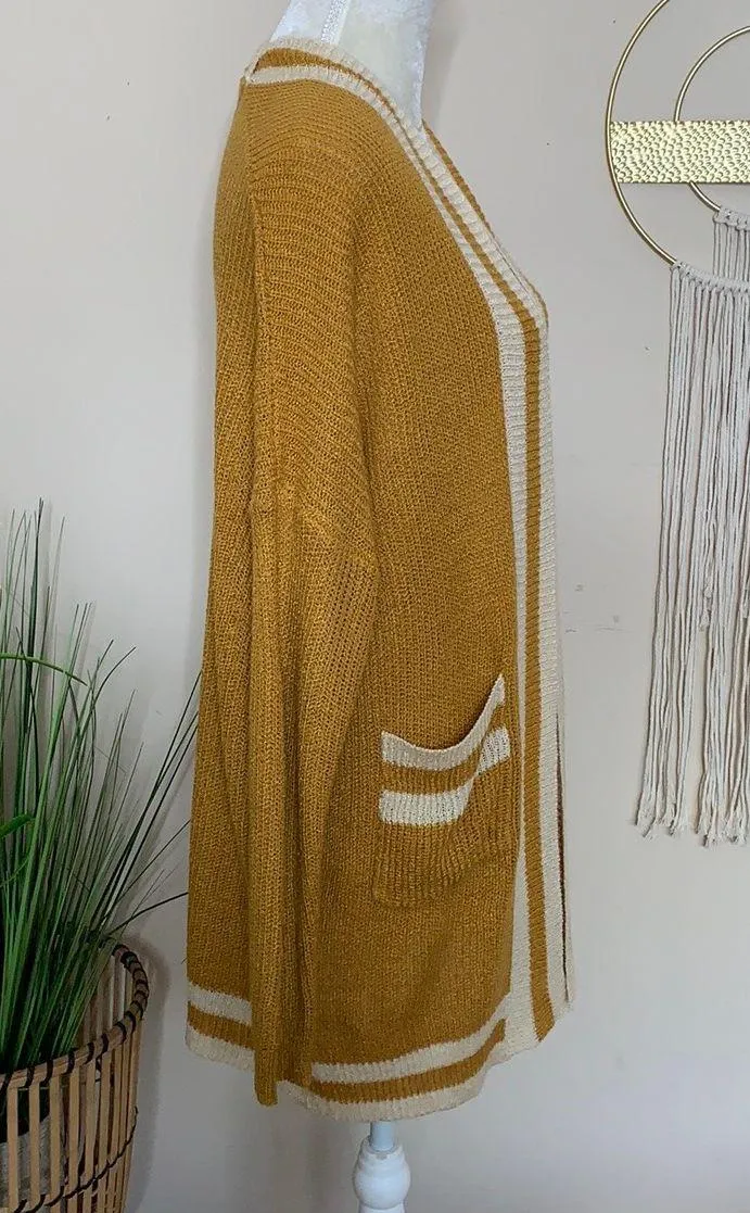 Rugby Stripe Open Front Cardigan - Image 2