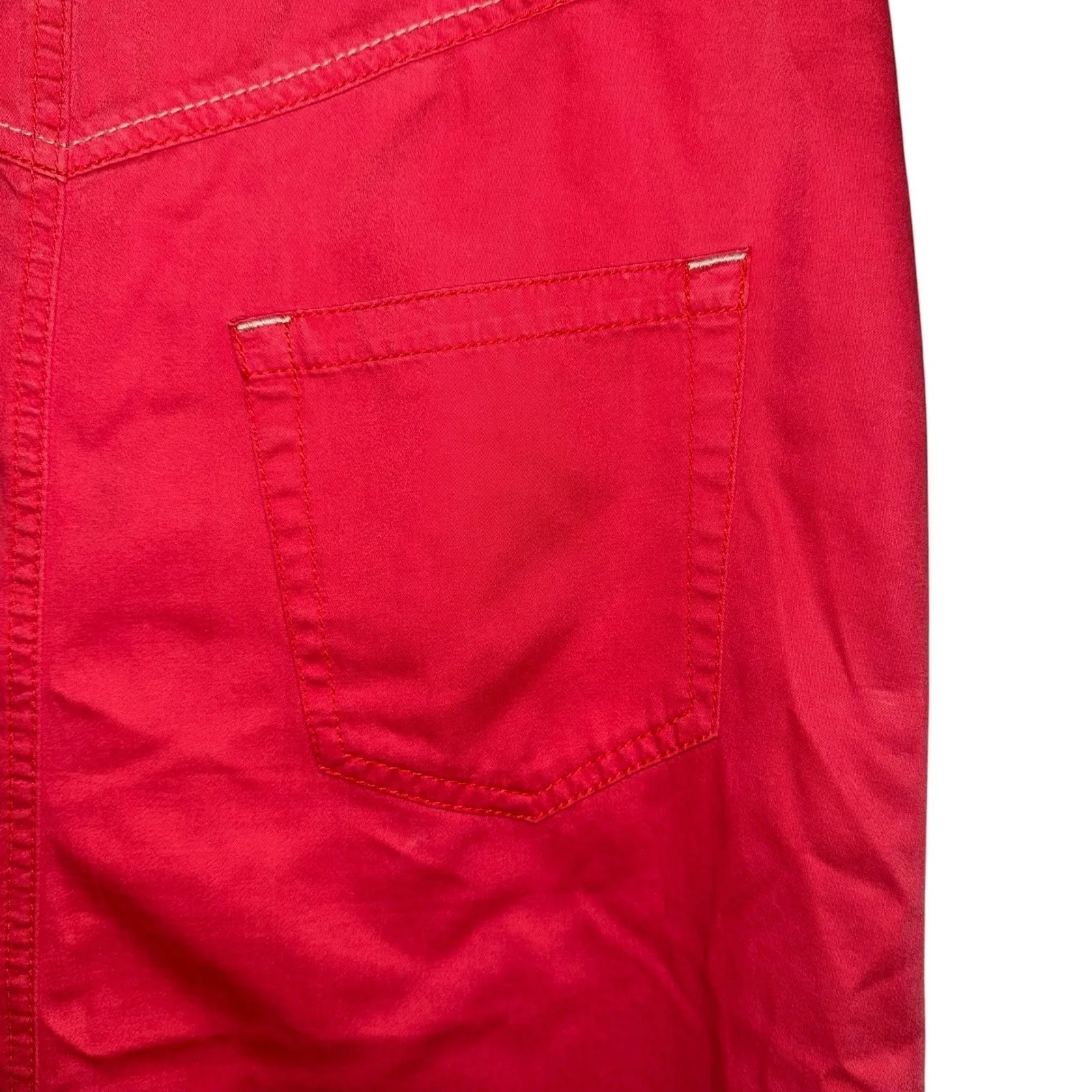 ANTHROPOLOGIE OILILY Red With Floral‎ White Embroidered Cotton Skirt Size 38 - Image 6