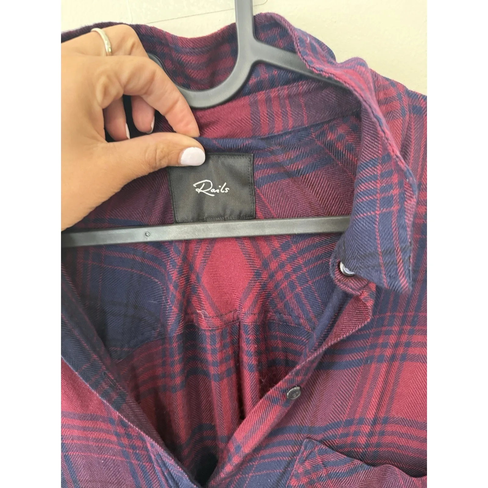 Rails Long Sleeve Plaid Button Front Shirt Dress in Red and Black SZ S 1991 - Image 4