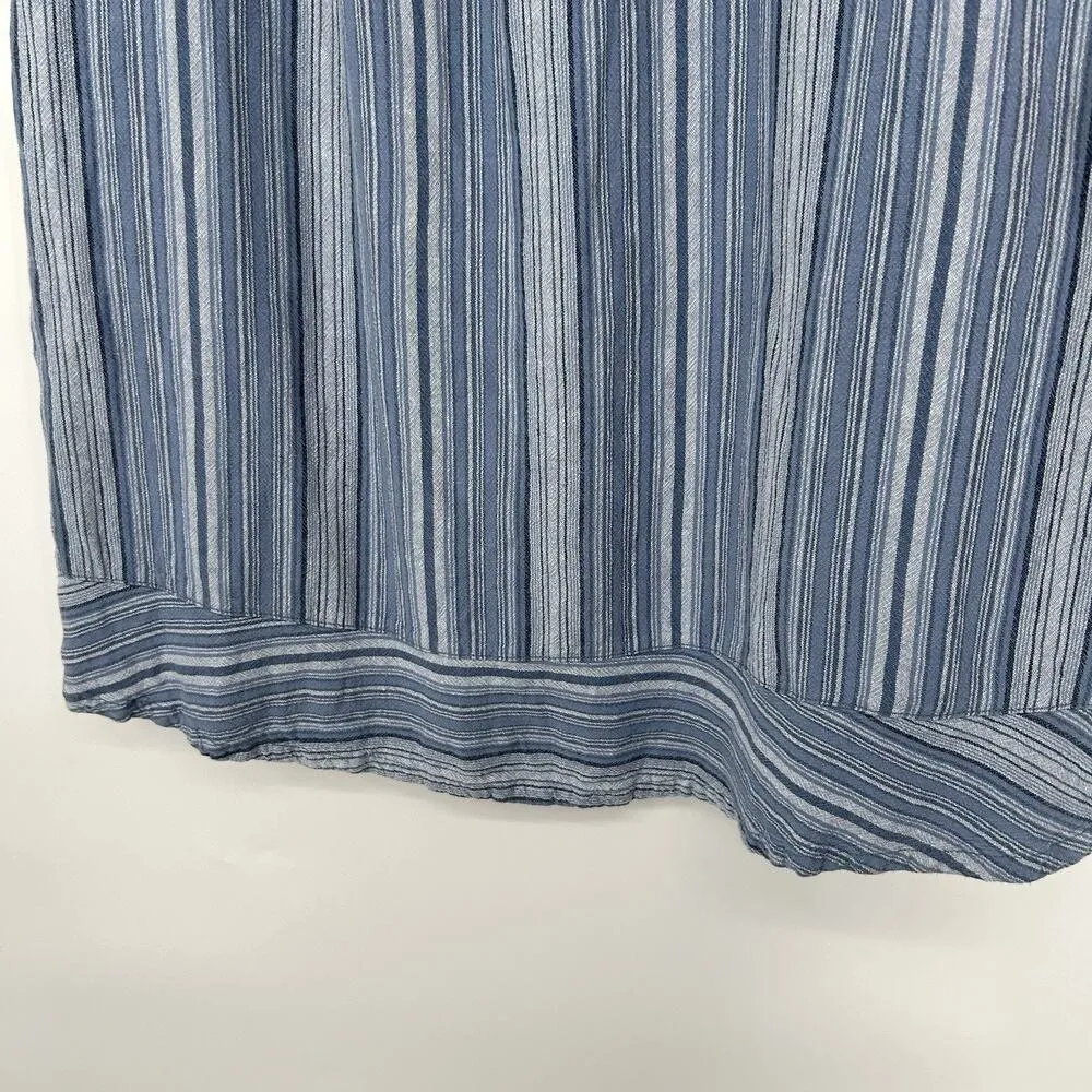 Briggs Linen Blend Shift Dress Blue Sleeveless Pockets Minimalist Beach Size L - Image 4