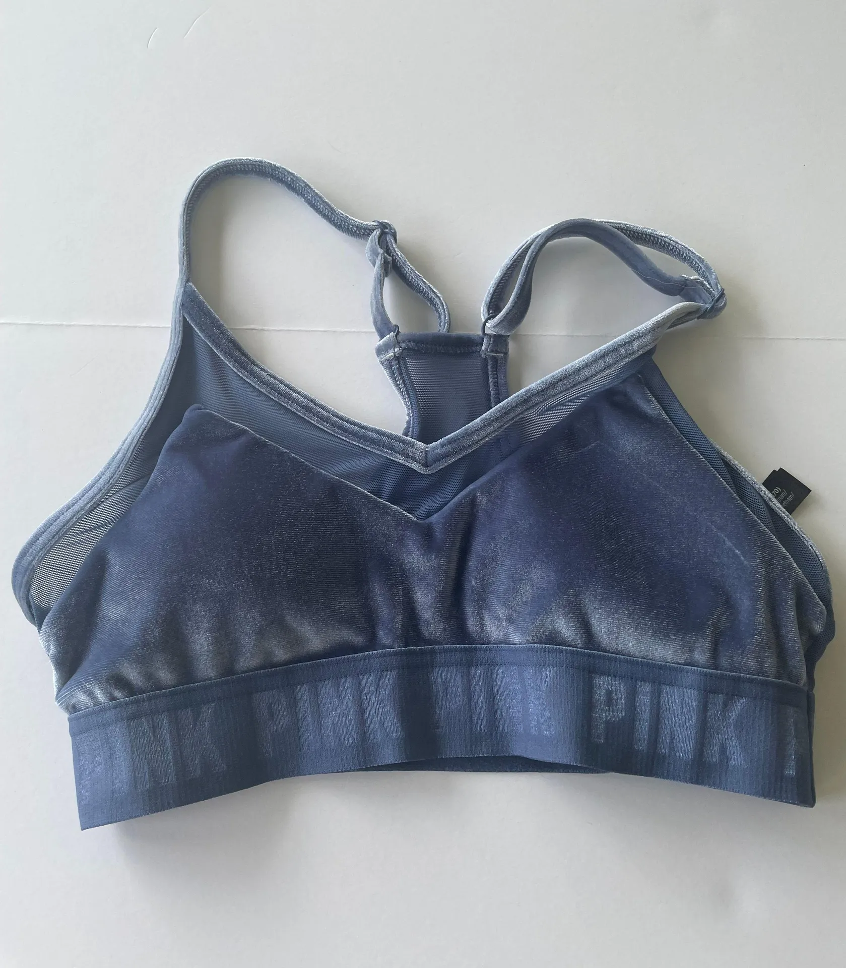 Victoria's Secret PINK Sport Ultimate Lightly Lined Velvet Sports Bra Blue Size XS - Image 2