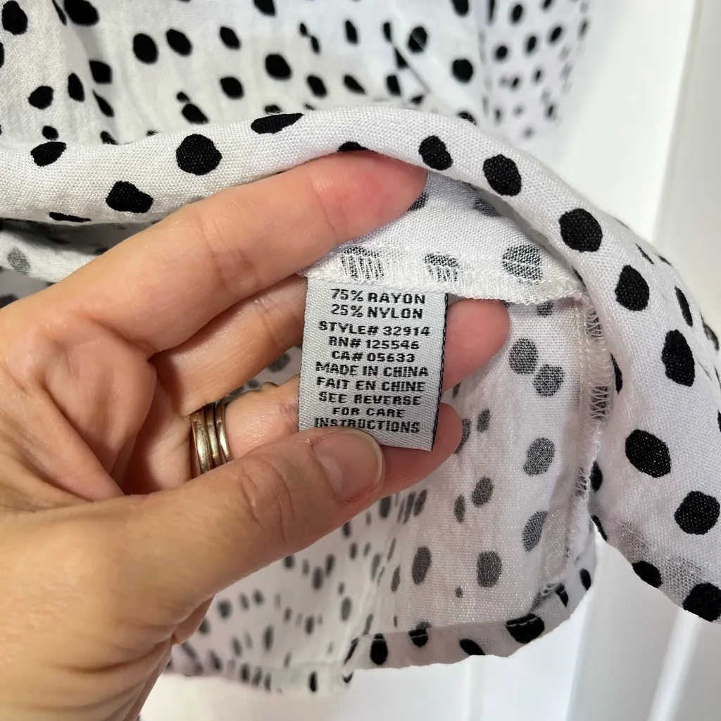 Habitat clothes to live in white button down with black dots relaxed fit tunic S - Image 4