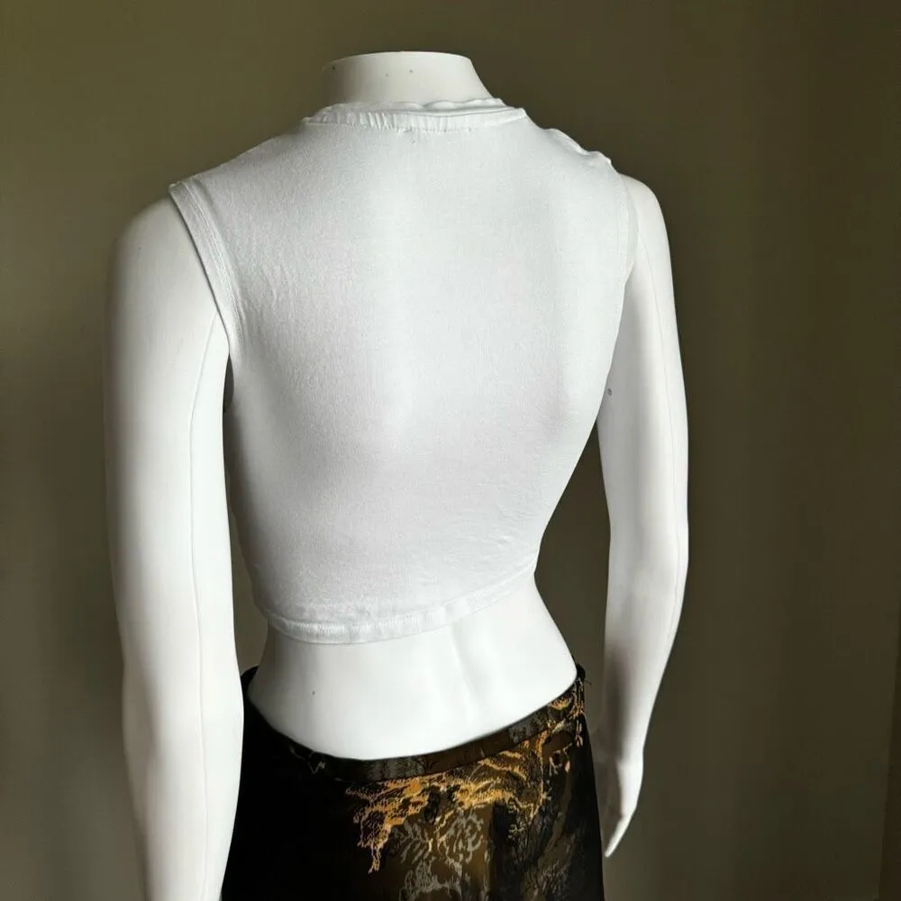 Zara White Fitted Crop Top - Image 4