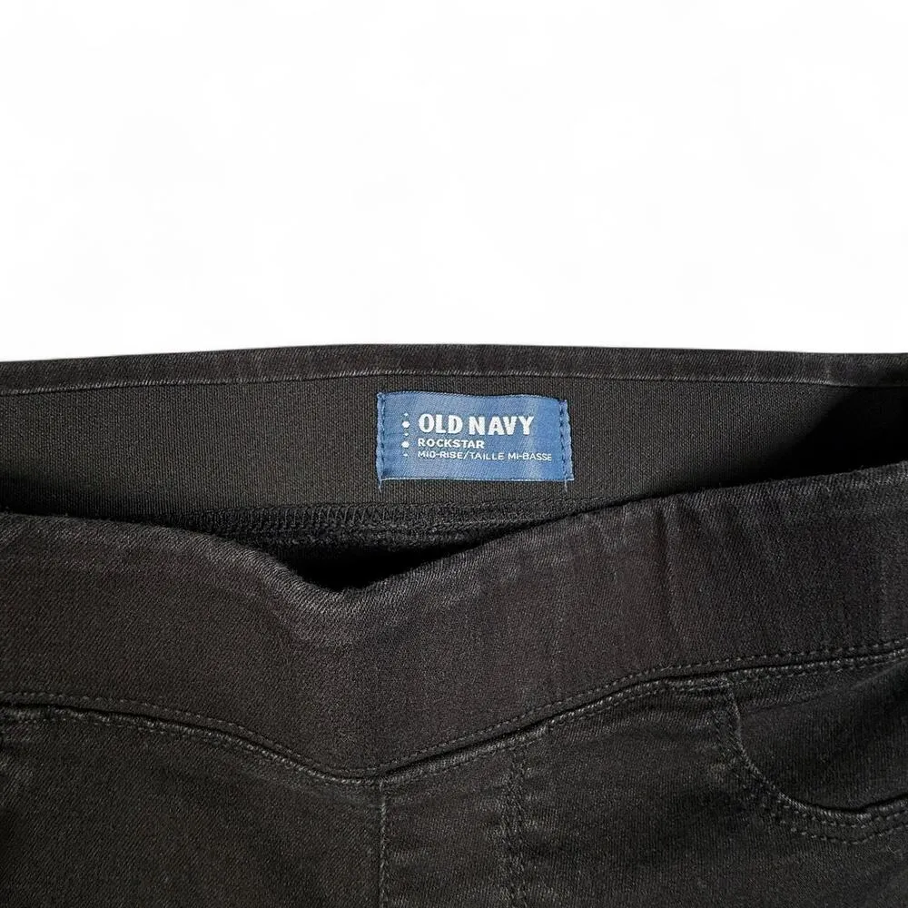 Old Navy Rockstar Mid Rise Jeggings Blackjack Skinny Jeans Women's 10 Petite - Image 5