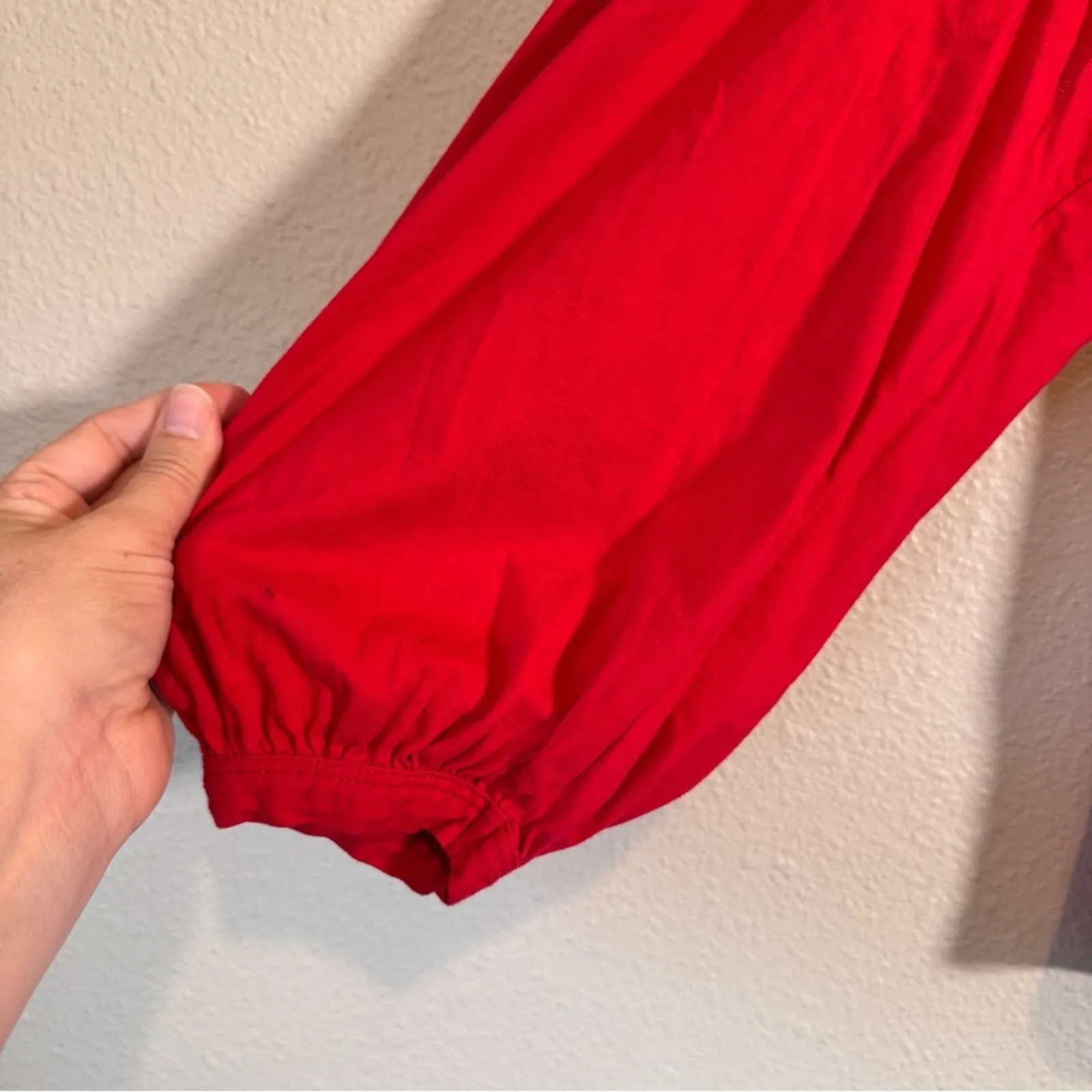 ALC Red Balloon Sleeve Blouse Womens S Preppy Long Sleeve Fall Winter Shirt - Image 2