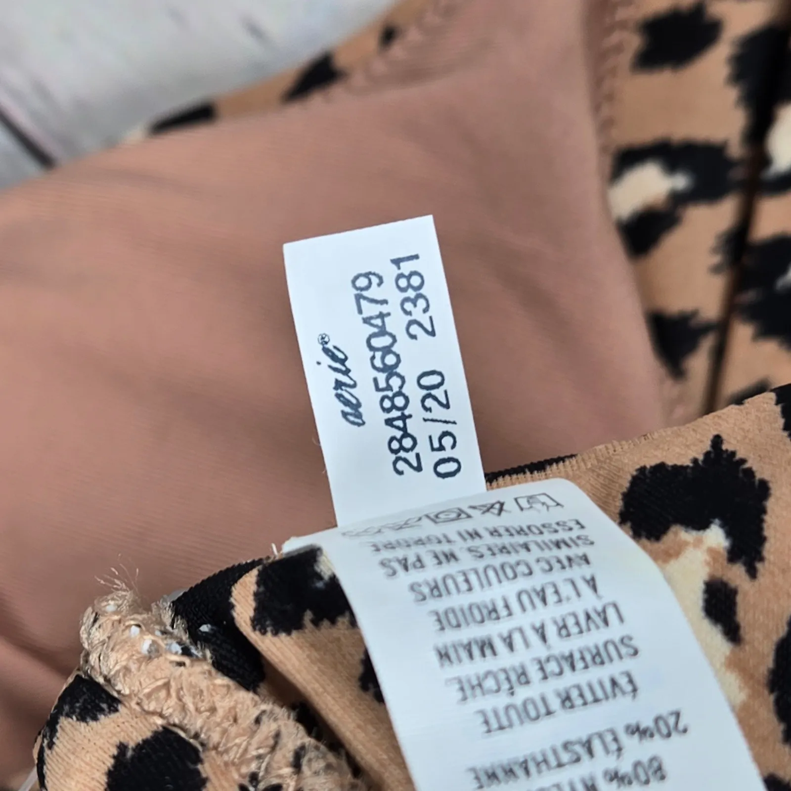 Aerie Triangle Bikini Top Leopard Print Tan Black White XXL - Image 5