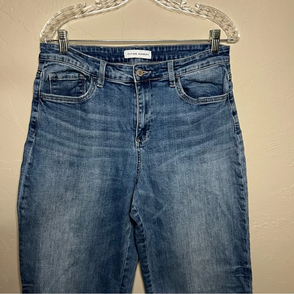 Flying Monkey Permissible High Rise Wide Leg Trouser Hem Denim Jeans - Image 5