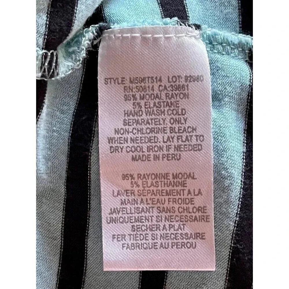 Tahari Scoop Neck Tunic Top tee T-Shirt Light Blue & Black Stripes Size M - Image 8