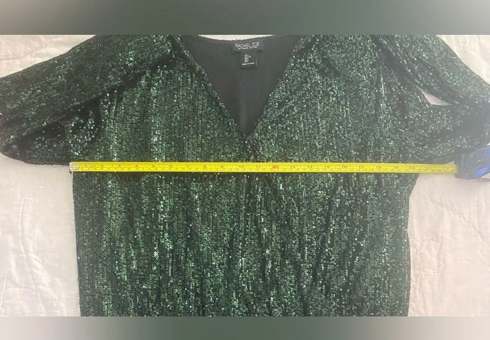 BODY SUIT (L)  BY RACHEL ZOE Sequin Long Sleeve Wrap Top  Large NWOT - Image 8
