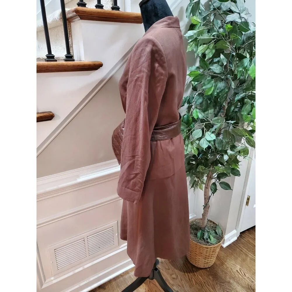 Evan Picone Women's Brown Linen& Rayon Long Sleeve Jacket & Skirt 2 Piece Suit 6 - Image 4