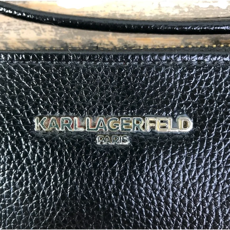 KARL LAGERFELD Paris Ophelia Leather Crossbody Bag Black Small Party Travel City - Image 3