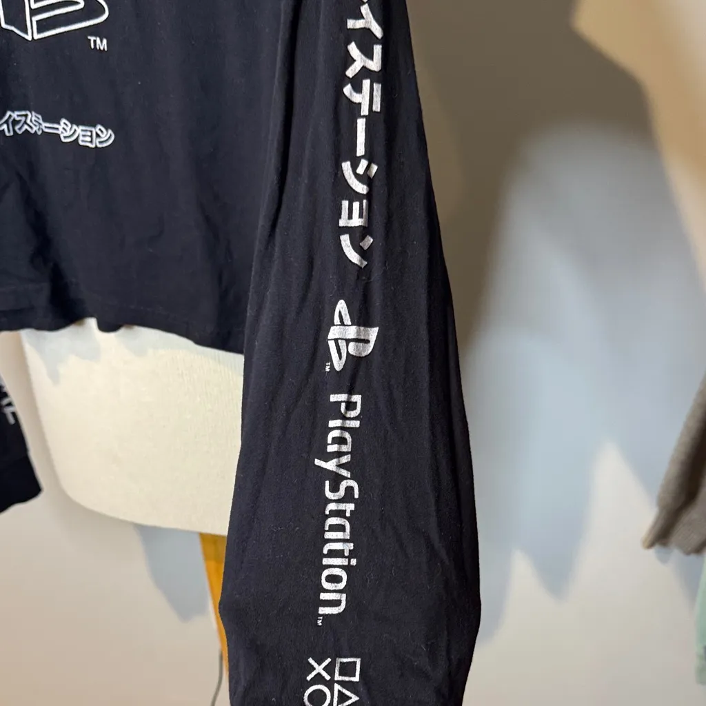 Forever 21 Black X PlayStation Long Sleeve Crop Top - Image 3
