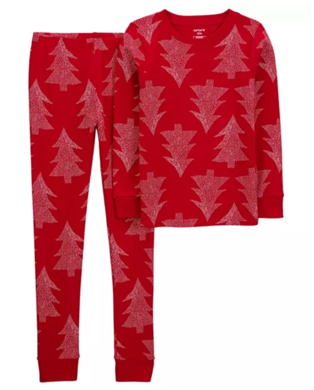 Carters Adult Unisex Red Christmas Trees Snug Fit Cotton Family Pajama Set Large - Image 1