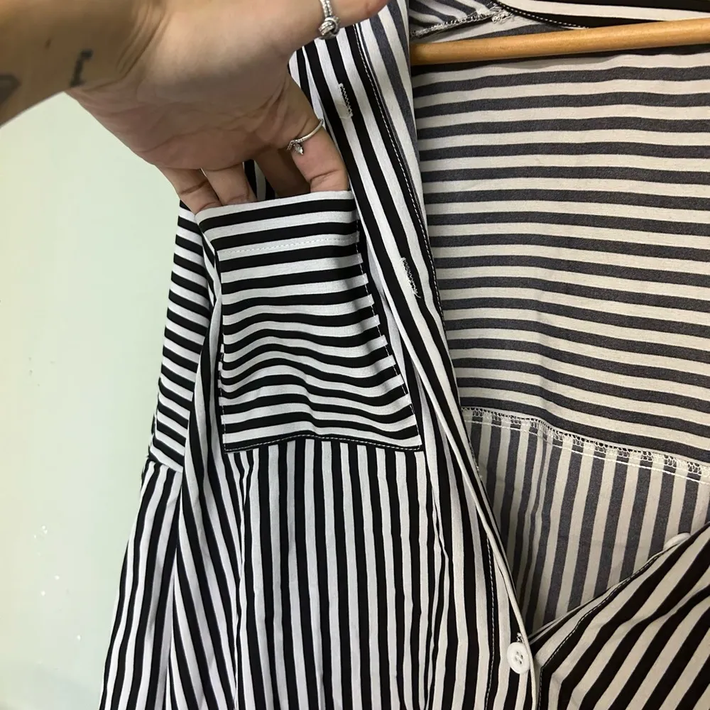 Striped Roll Up Sleeve Shirt Dress - Image 3