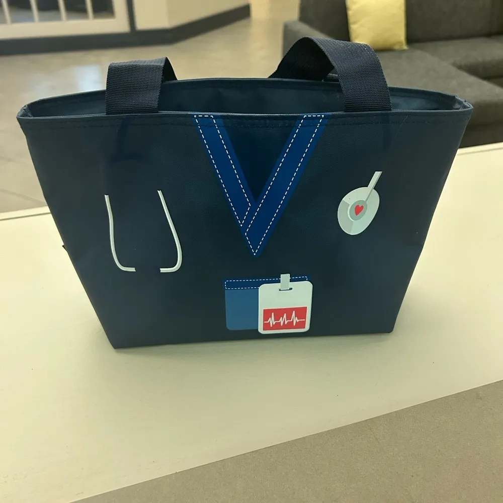 Nurse pattern Dark Blue Tote Bag with Bright Accents and Sturdy Fabric - Image 7