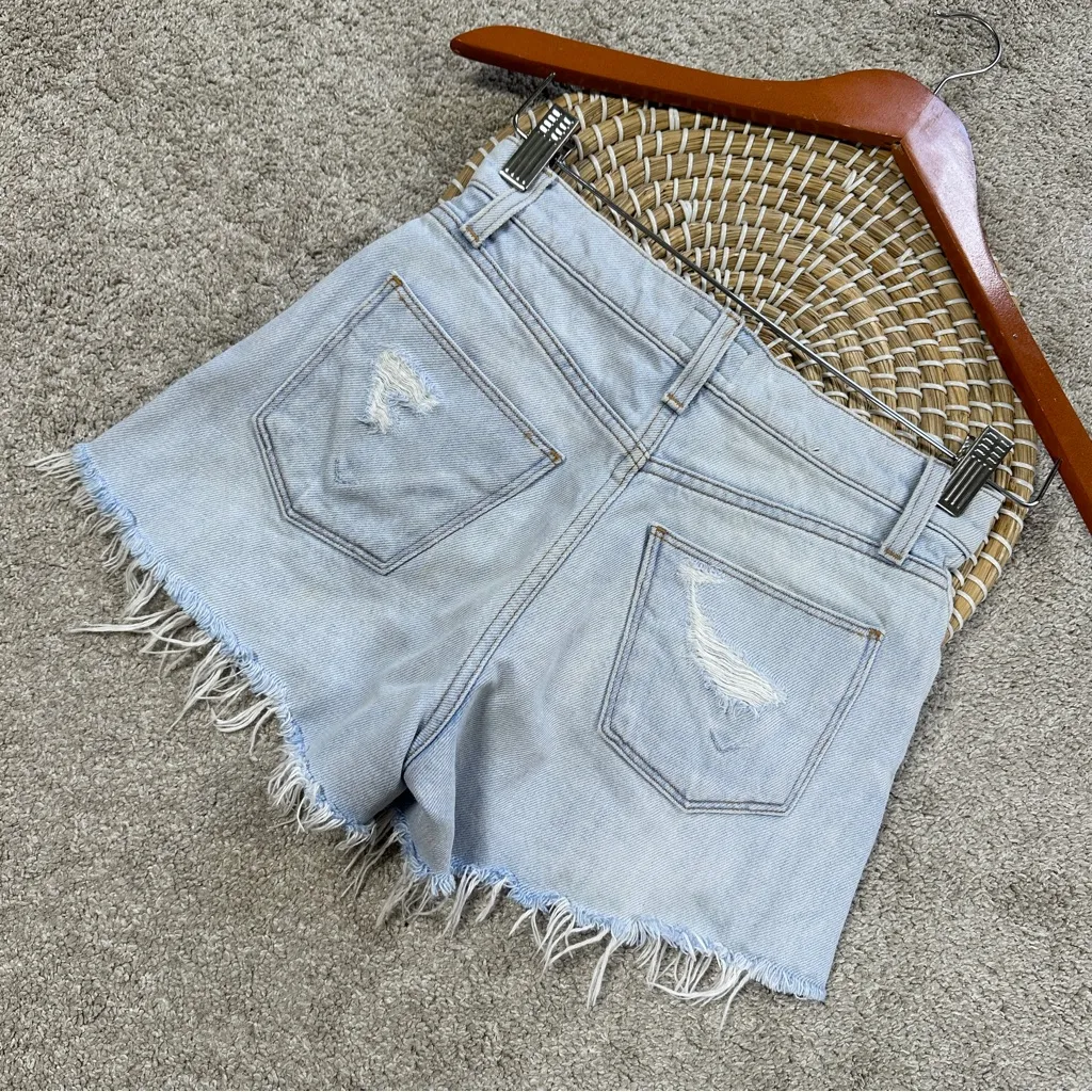 Hudson Women’s Sade Cut Off Denim Shorts High Rise Frayed Hem in Trea Size 24 - Image 5