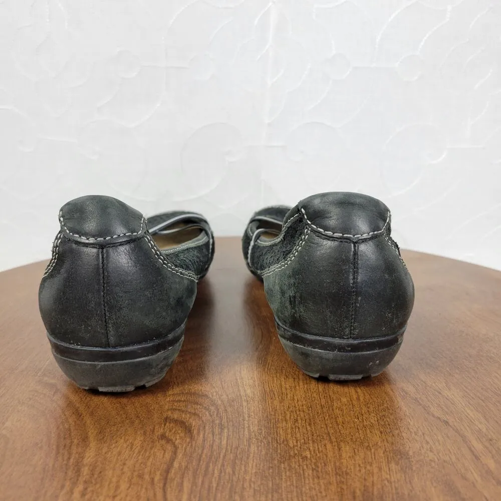 Natural Soul Women's Plantain Flats 9.5 Black Suede Leather Laser Cut Slip On - Image 4