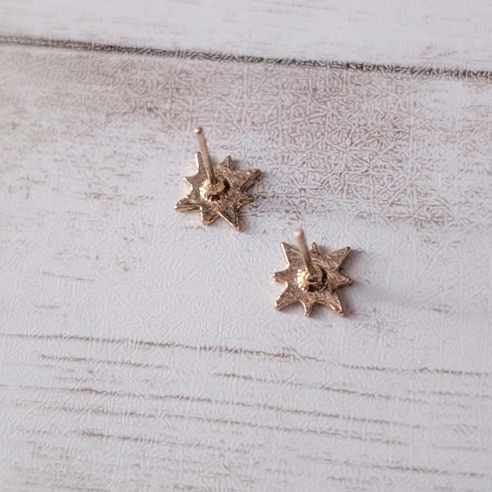 Starburst Gold Tone Stud Earrings - Image 3