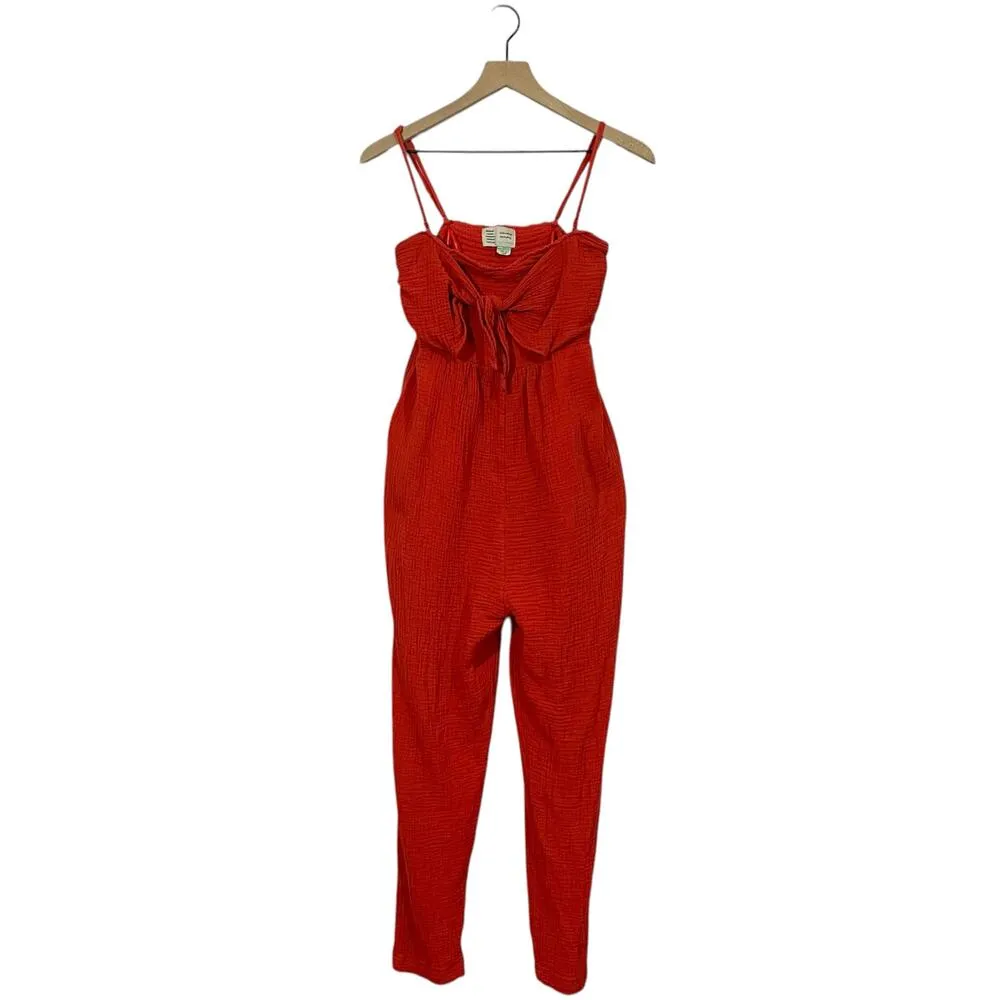 Anthropologie Saturday Sunday Isabel Tie Front Jumpsuit - Red - XS - Image 7