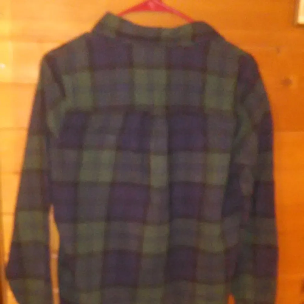 Women's Classic Old Navy Green and Blue Flannel Shirt - Image 11