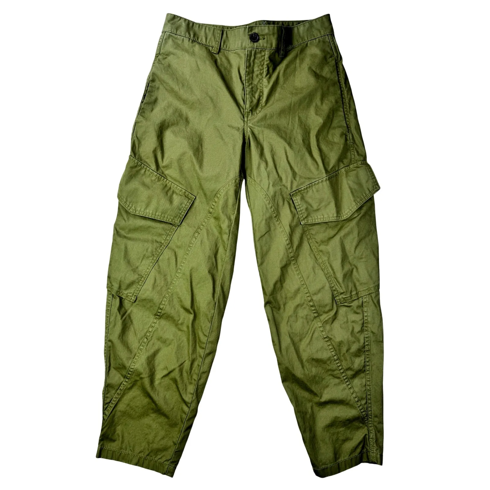 Madewell Seamed Utility Barrel Leg Pants Olive Green Womens 0 Cargo Pant - Image 7