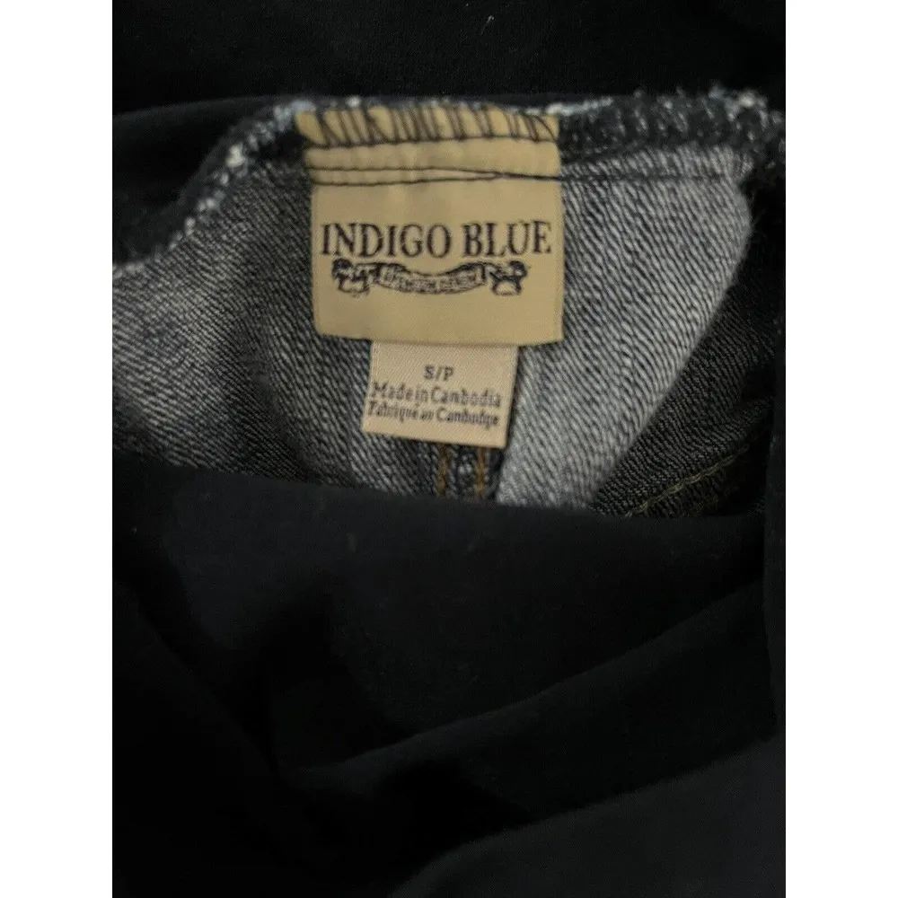 Indigo Blue Stretch Denim Full Panel Raw Hem Maternity Shorts Size Small - Image 5